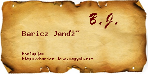 Baricz Jenő névjegykártya